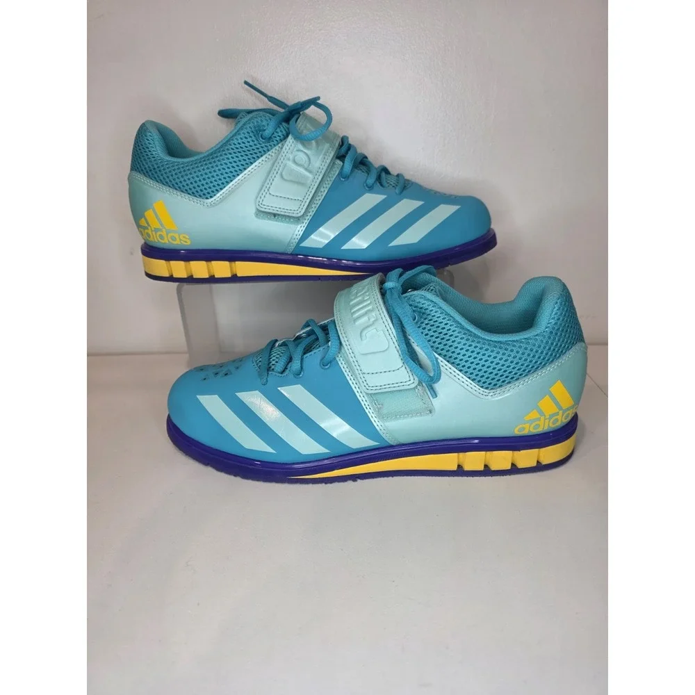 Adidas Powerlift 3 Weightlifting Shoes Men's 10 Teal Blue Purple Yellow BY8890